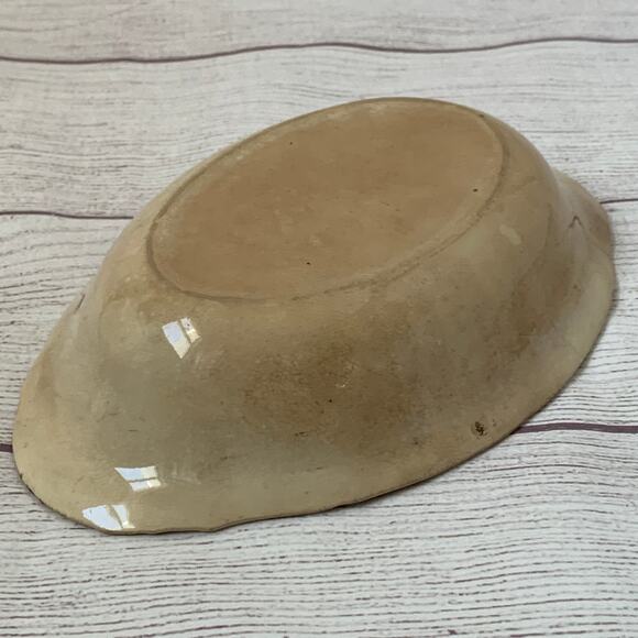 Antique Porcelain Cream Oval Bowl or Serving Dish with Roses Gold Chain 9" Long - Picture 13 of 16